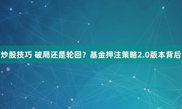 炒股技巧 破局还是轮回？基金押注策略2.0版本背后
